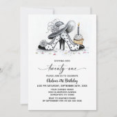 Invitation Stylish Polka Dot High Heel Shoes 21st Birthday (Devant)