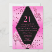 Invitation Stylish Pretty Glitzy rose 21e anniversaire (Devant)