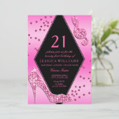 Invitation Stylish Pretty Glitzy rose 21e anniversaire (Debout devant)