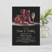 Invitation Stylish Red Sequin Boots and Bubbly Bridal Shower (Debout devant)