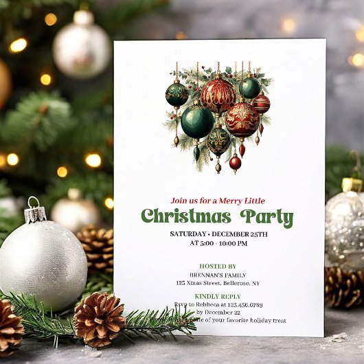 Invitation Stylish retro Christmas decoration party invite