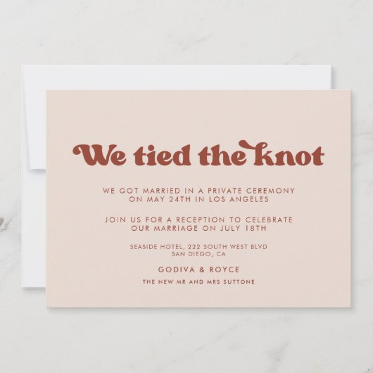 Invitation Stylish retro pêche rose Nous avons attaché la car (Devant)