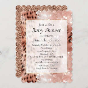 Invitation Stylish Rose rose rose or Leopard Glitz