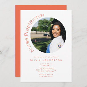Invitation Stylish Round Photo Nursing Graduation