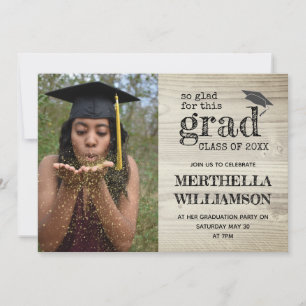 Invitation Stylish Rustic Photo Graduation