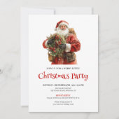 Invitation Stylish Santa Claus Pine Wreath Holiday Dinner  (Devant)