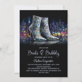 Invitation Stylish Sequin Boots and Bubbly Bridal Shower (Devant)
