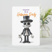 INVITATION STYLISH SKELETON EN BLACK SUIT HALLOWEWEEN PARTY (Debout devant)