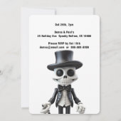 INVITATION STYLISH SKELETON EN BLACK SUIT HALLOWEWEEN PARTY (Dos)