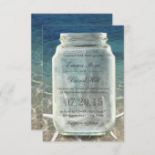 Invitation Stylish Starfish & Mason Jar Blue Beach Wedding (Devant / Derrière)