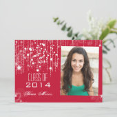 Invitation Stylish Strings of Light Red Photo Graduation 2014 (Debout devant)