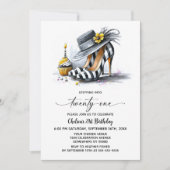 Invitation Stylish Striped High Heel Shoes 21st Birthday (Devant)