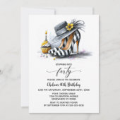Invitation Stylish Striped High Heel Shoes 40th Birthday (Devant)