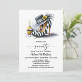 Invitation Stylish Striped High Heel Shoes 70th Birthday (Debout devant)