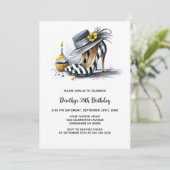 Invitation Stylish Striped High Heel Shoes Birthday Party (Debout devant)