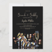 Invitation Stylish Striped High Heel Shoes Brunch and Bubbly (Devant)