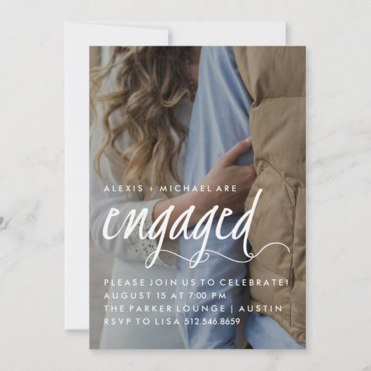 Invitation Stylish tendance Calligraphie Engagement Partie Ph (Devant)