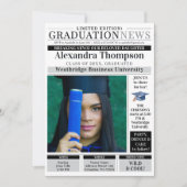 Invitation Stylish Unique Black Newspaper Graduate Student (Devant)