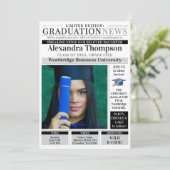 Invitation Stylish Unique Black Newspaper Graduate Student (Debout devant)