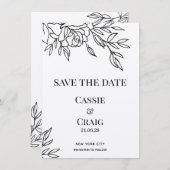 Invitation Stylo & Encre Rose Mariage Enregistrer La Date (Devant / Derrière)