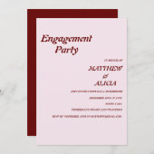 Invitation Stylo Retro pêche rose de la partie Engagement Inv (Devant / Derrière)