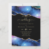 Invitation Sublime AGATE Purple Blue Gold Parties scintillant (Devant)