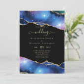 Invitation Sublime AGATE Purple Blue Gold Parties scintillant (Debout devant)