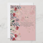 Invitation Sublime Bourgogne Bleu Fleur sauvage Élégant Maria (Dos)