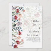 Invitation Sublime Bourgogne Bleu Fleur sauvage Élégant Maria (Devant)