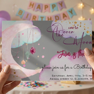 Invitation Sublime lune pastel anniversaire enfants