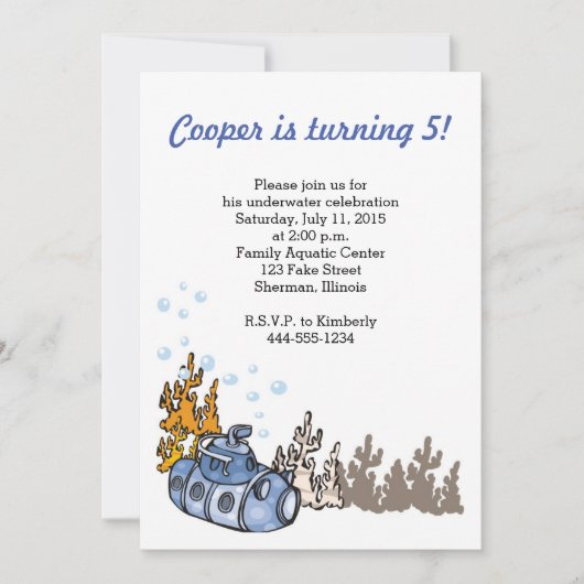 Invitation submersible de partie (Devant)