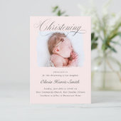 Invitation Subtil croisé rose foncé Christening Photo I (Debout devant)