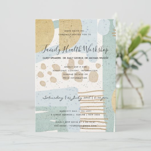 INVITATION SUBTLE AQUA MODERNE ABSTRAIT GÉOMÉTRIQUE ART ÉVÉNE (Debout devant)