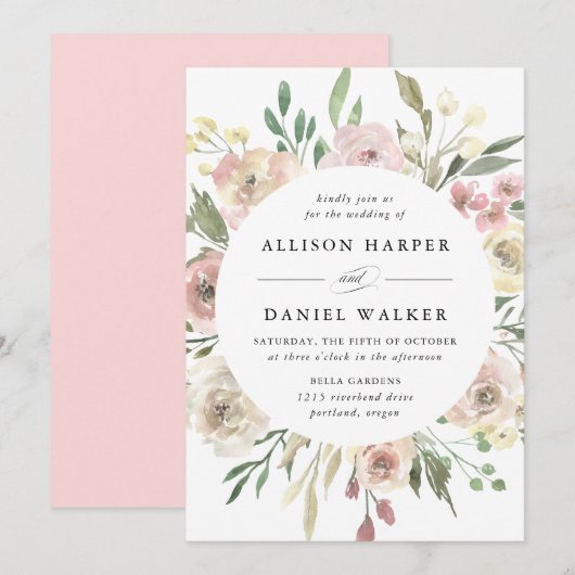 Invitation Subtle Blooms | Mariage (Devant / Derrière)