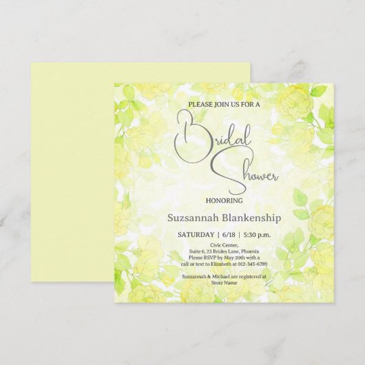 Invitation Subtle Pastel Floral Background Bridal Shower  (Devant / Derrière)