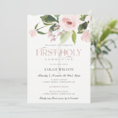 INVITATION SUBTÔT BLUSH ROSE FLORE PREMIER SAINT COMMUNION (Debout devant)
