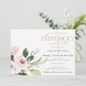 INVITATION SUBTÔT BLUSH ROSE FLORE PREMIER SAINT COMMUNION (Debout devant)