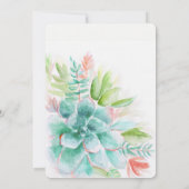 Invitation Succulent aquarelle vert orangé dîner de répétitio (Dos)