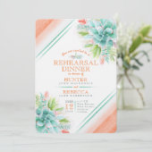 Invitation Succulent aquarelle vert orangé dîner de répétitio (Debout devant)