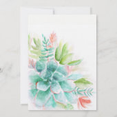 Invitation Succulent aquarelle vert orange mariage invite (Dos)