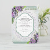 Invitation Succulent Baby shower de bouquet de couleur verte (Debout devant)