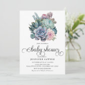 Invitation Succulent | Baby shower Pastel (Debout devant)