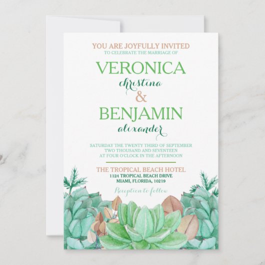 Invitation Succulent Bouquet Mariage botanique (Devant)
