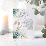 Invitation Succulent Brunch verdoyant et Fête des mariées Bub<br><div class="desc">Feuilles d'or succulents brunch vert et bulles nuptiale invitations douche</div>