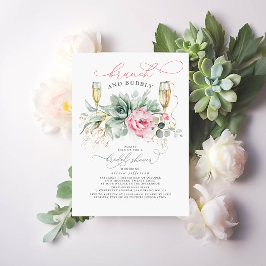 Invitation Succulent Brunch verdoyant et Fête des mariées Bub