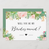 Invitation Succulent Cactus Floral Serez-Vous Ma Femme D'Accu (Devant / Derrière)