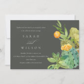 INVITATION SUCCULENT CACTUS JARDIN FLORAL MARIAGE DE COULEUR  (Devant)