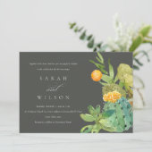 INVITATION SUCCULENT CACTUS JARDIN FLORAL MARIAGE DE COULEUR  (Debout devant)