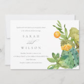 INVITATION SUCCULENT CACTUS JARDIN FLORAL MARIAGE DE COULEUR  (Devant)