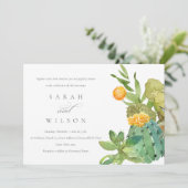 INVITATION SUCCULENT CACTUS JARDIN FLORAL MARIAGE DE COULEUR  (Debout devant)
